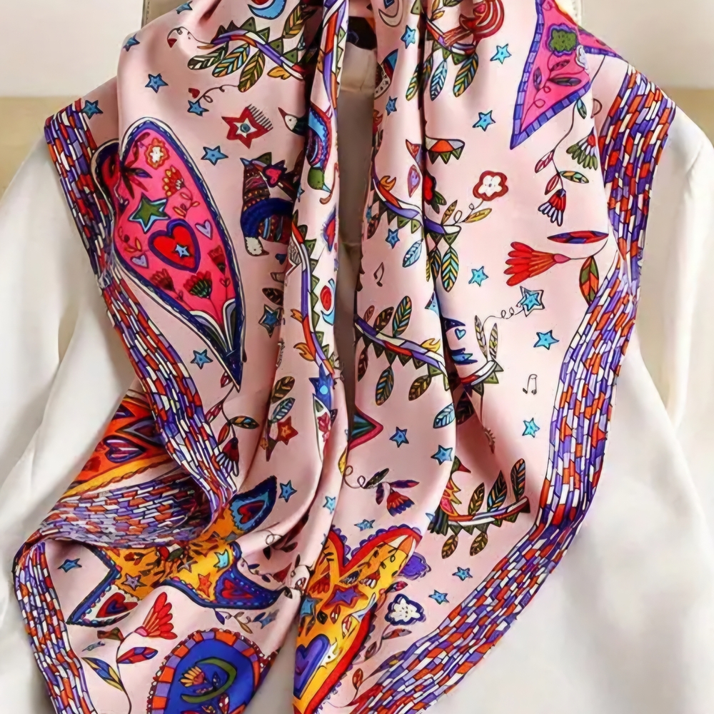 Colorful Patterned Square Scarf (NWOT)